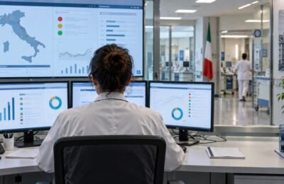 Медицинский специалист работает с платформой безопасности пациентов в Италии